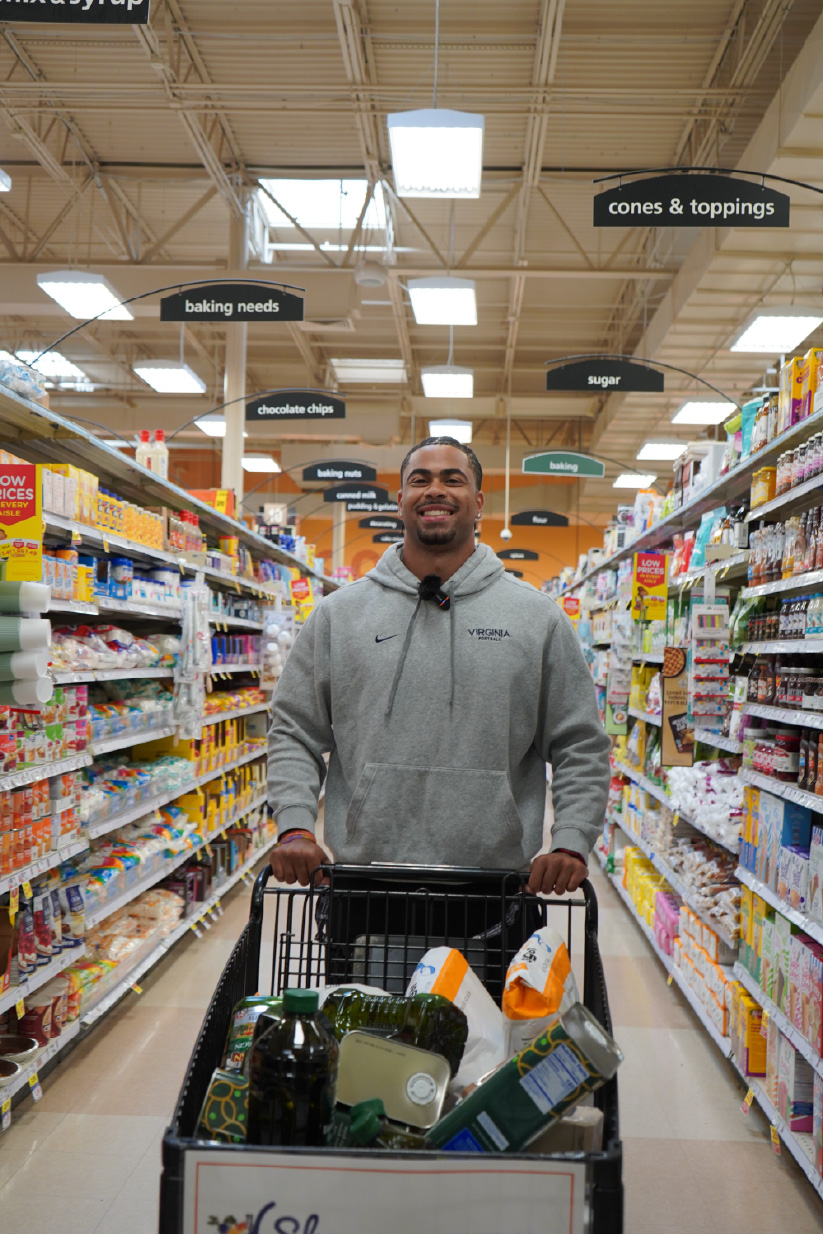 Stevie Bracey (UVA Football) teamed up with the Blue Ridge Area Food Bank for their annual "Shop to Stop Hunger" Event. He raised over $850 and gathered ~100lbs of food to be given to the Charlottesville area. In 2025, Stevie was nominated for the Allstate Goodworks Team and Wuerffel Trophy.